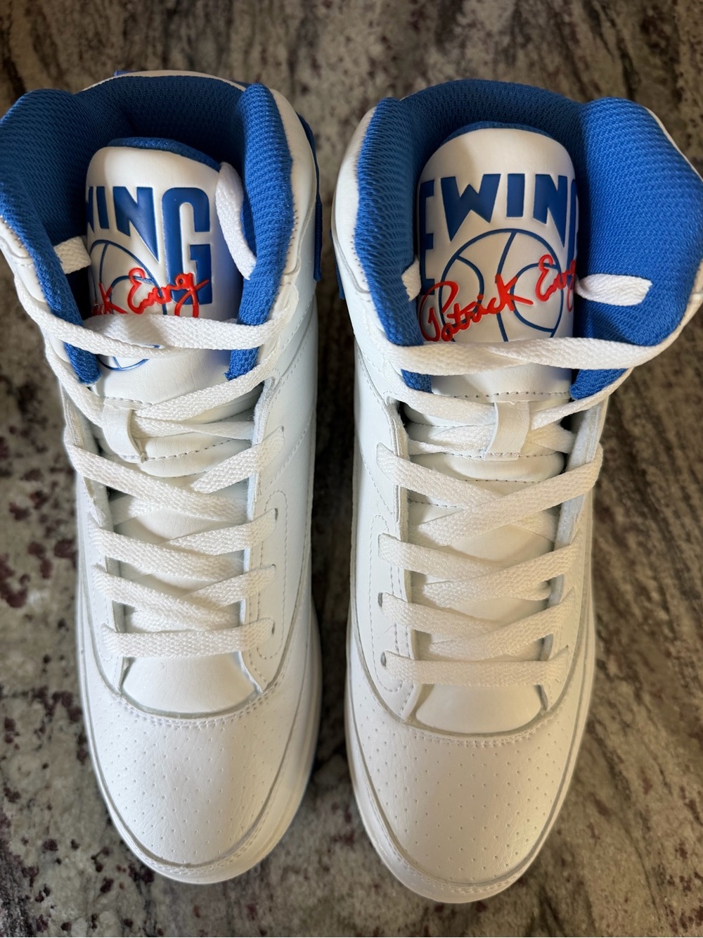 Kids' High-Top Sneakers - White with Blue Accents NIB